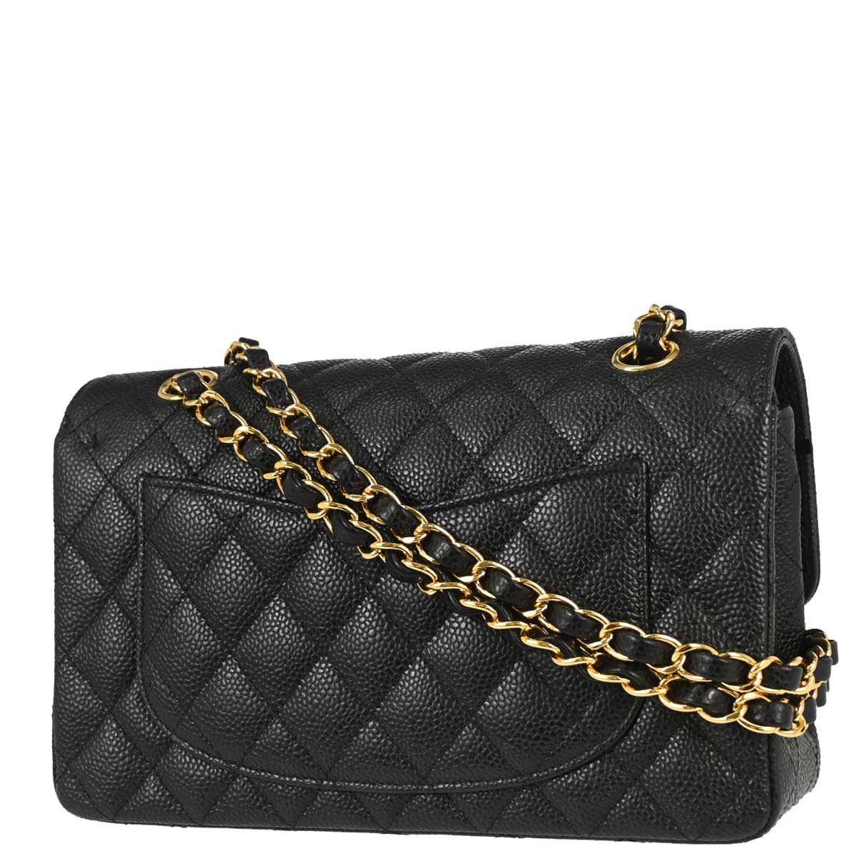 Chanel 2019 Black Caviar Skin Small Classic Double Flap Shoulder Bag