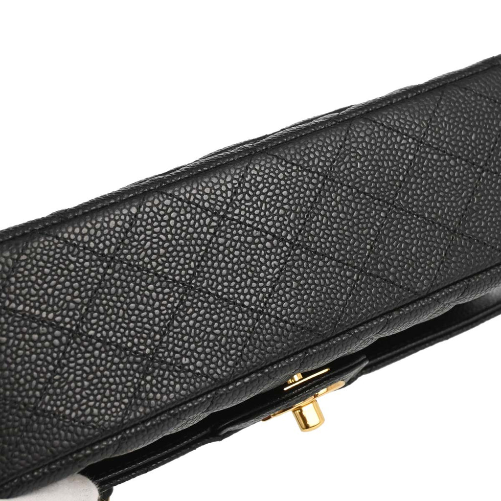 Chanel 2019 Black Caviar Skin Small Classic Double Flap Shoulder Bag