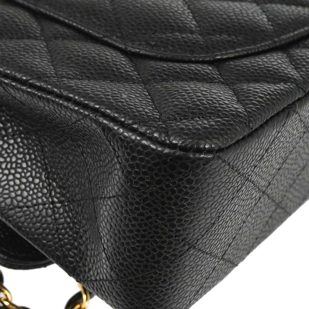Chanel 2019 Black Caviar Skin Small Classic Double Flap Shoulder Bag