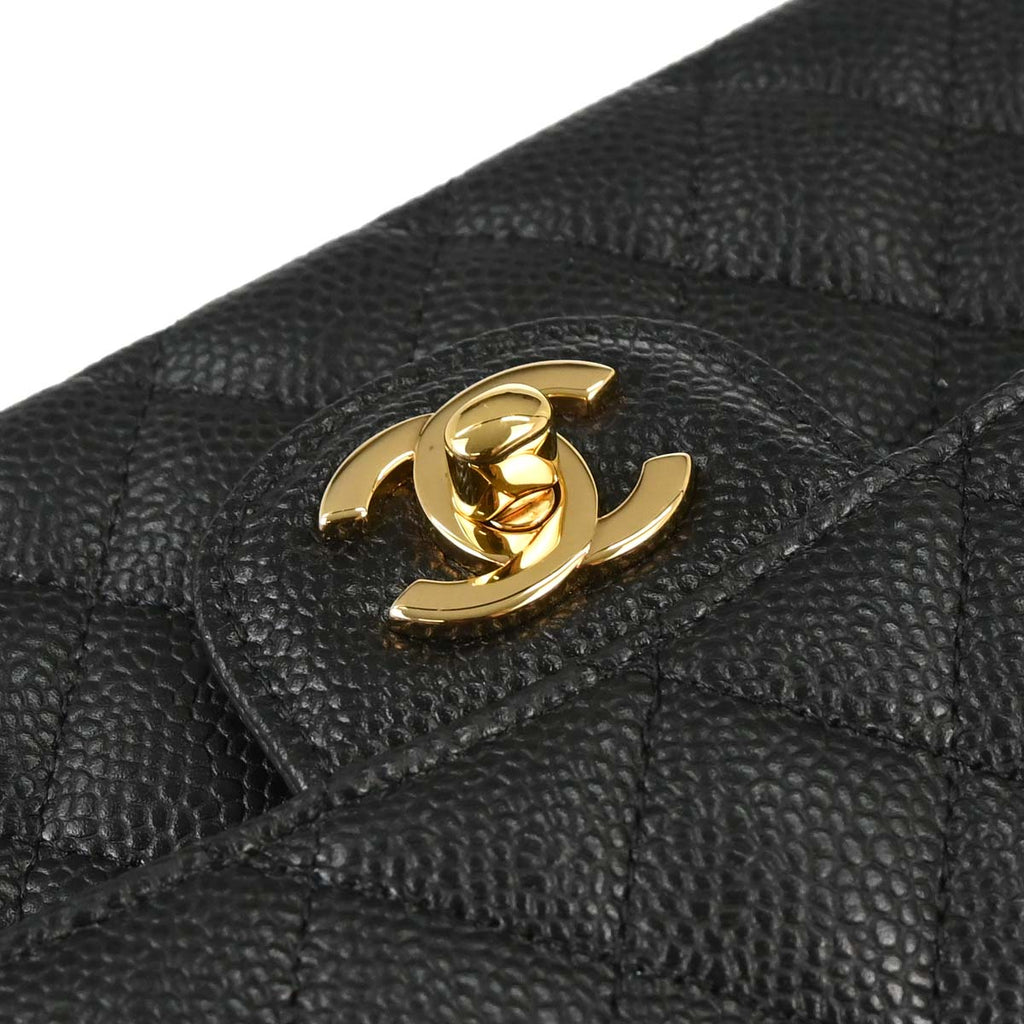 Chanel 2019 Black Caviar Skin Small Classic Double Flap Shoulder Bag