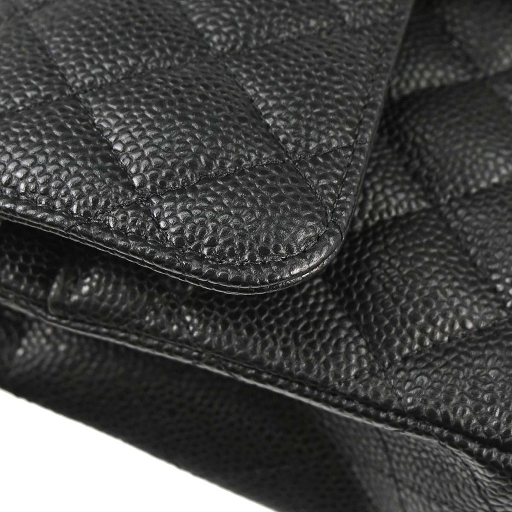 Chanel 2019 Black Caviar Skin Small Classic Double Flap Shoulder Bag