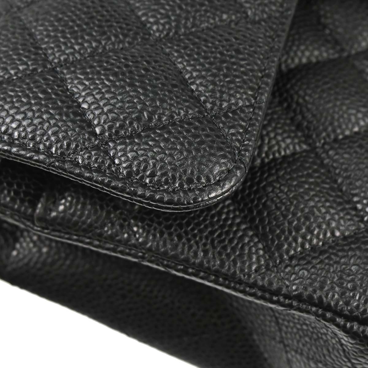 Chanel 2019 Black Caviar Skin Small Classic Double Flap Shoulder Bag