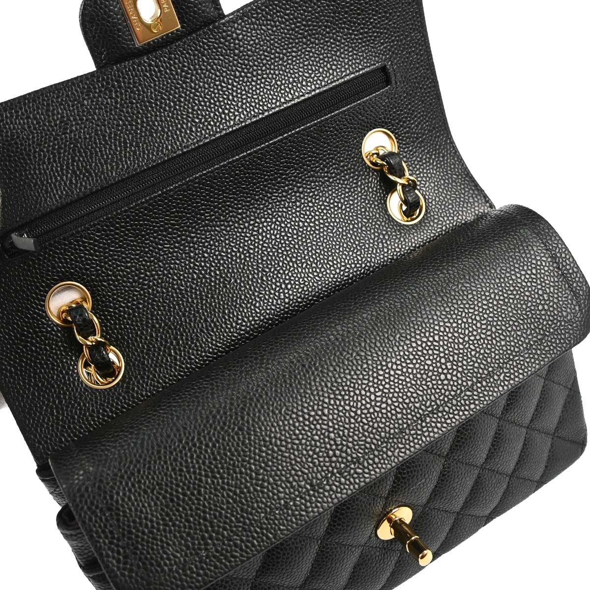 Chanel 2019 Black Caviar Skin Small Classic Double Flap Shoulder Bag