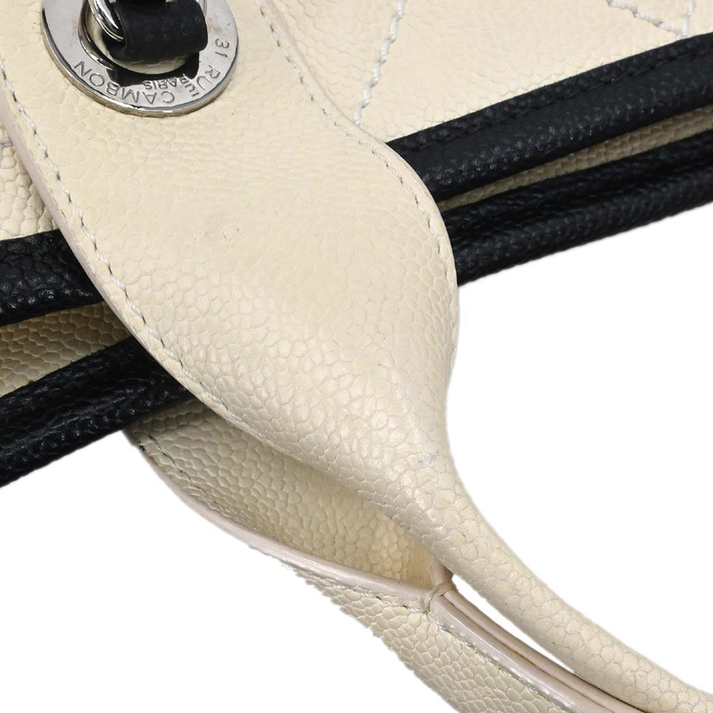 Chanel 2014-2015 Ivory Calfskin Deauville Bowling Bag 2way Shoulder Handbag
