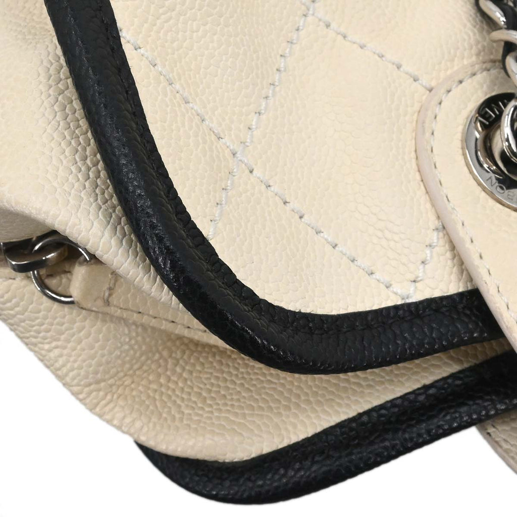 Chanel 2014-2015 Ivory Calfskin Deauville Bowling Bag 2way Shoulder Handbag