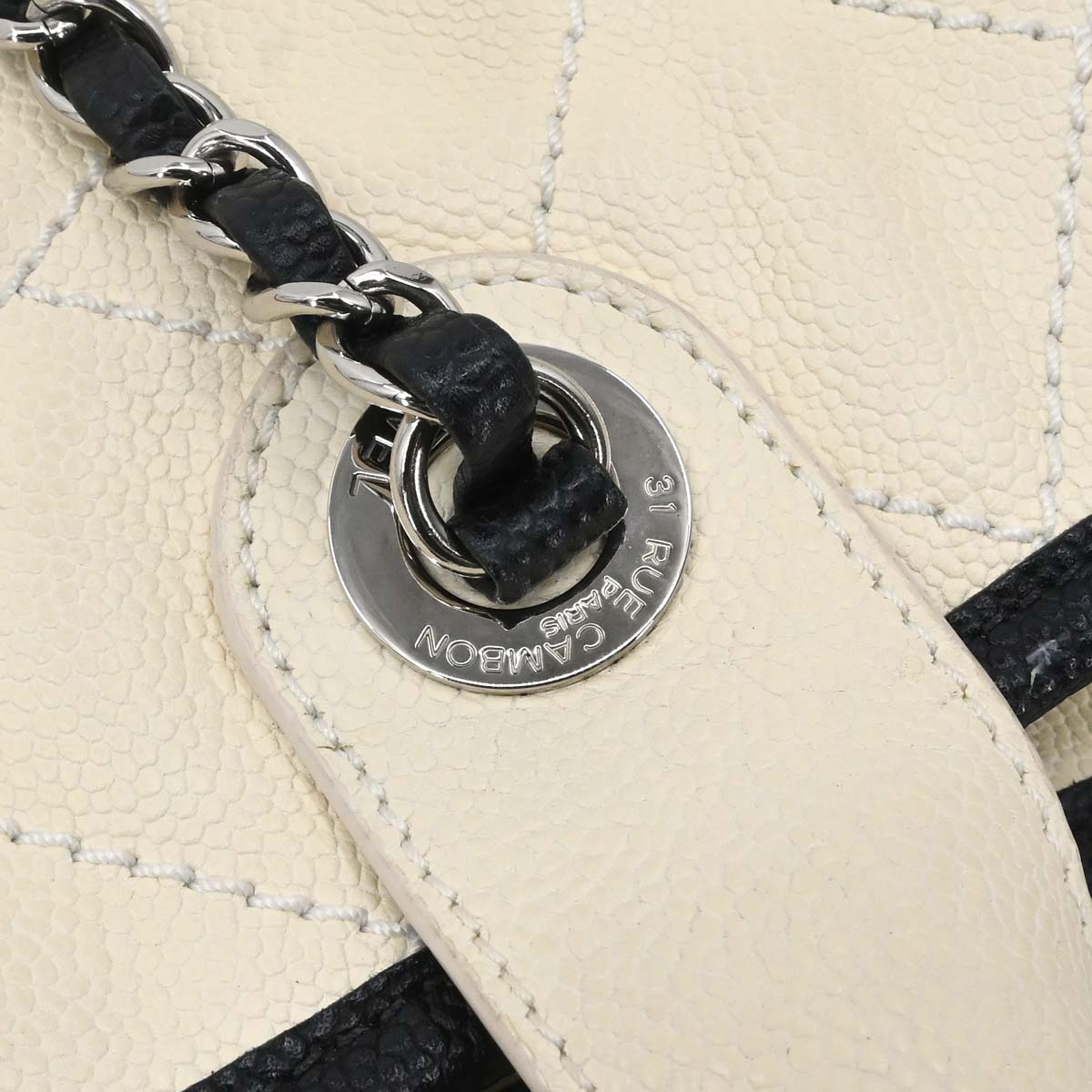 Chanel 2014-2015 Ivory Calfskin Deauville Bowling Bag 2way Shoulder Handbag