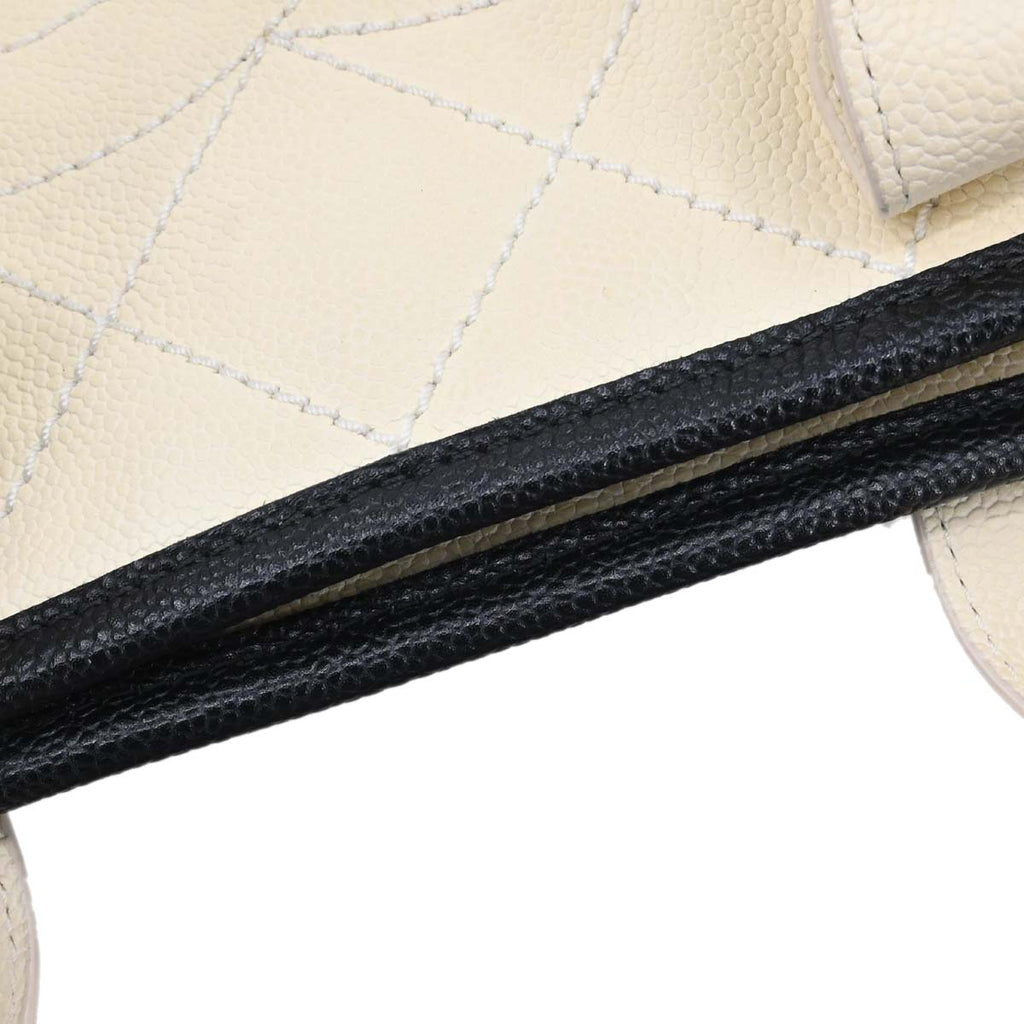 Chanel 2014-2015 Ivory Calfskin Deauville Bowling Bag 2way Shoulder Handbag