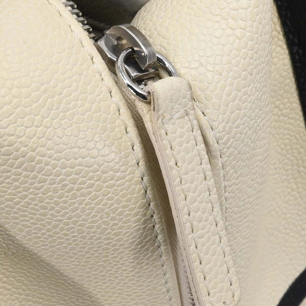 Chanel 2014-2015 Ivory Calfskin Deauville Bowling Bag 2way Shoulder Handbag
