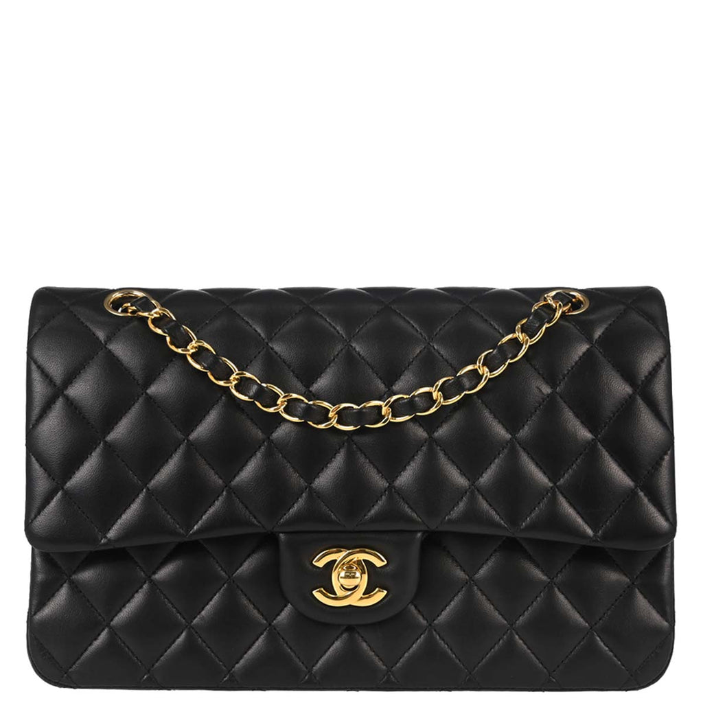 Chanel 2018-2019 Black Lambskin Medium Classic Double Flap Shoulder Bag