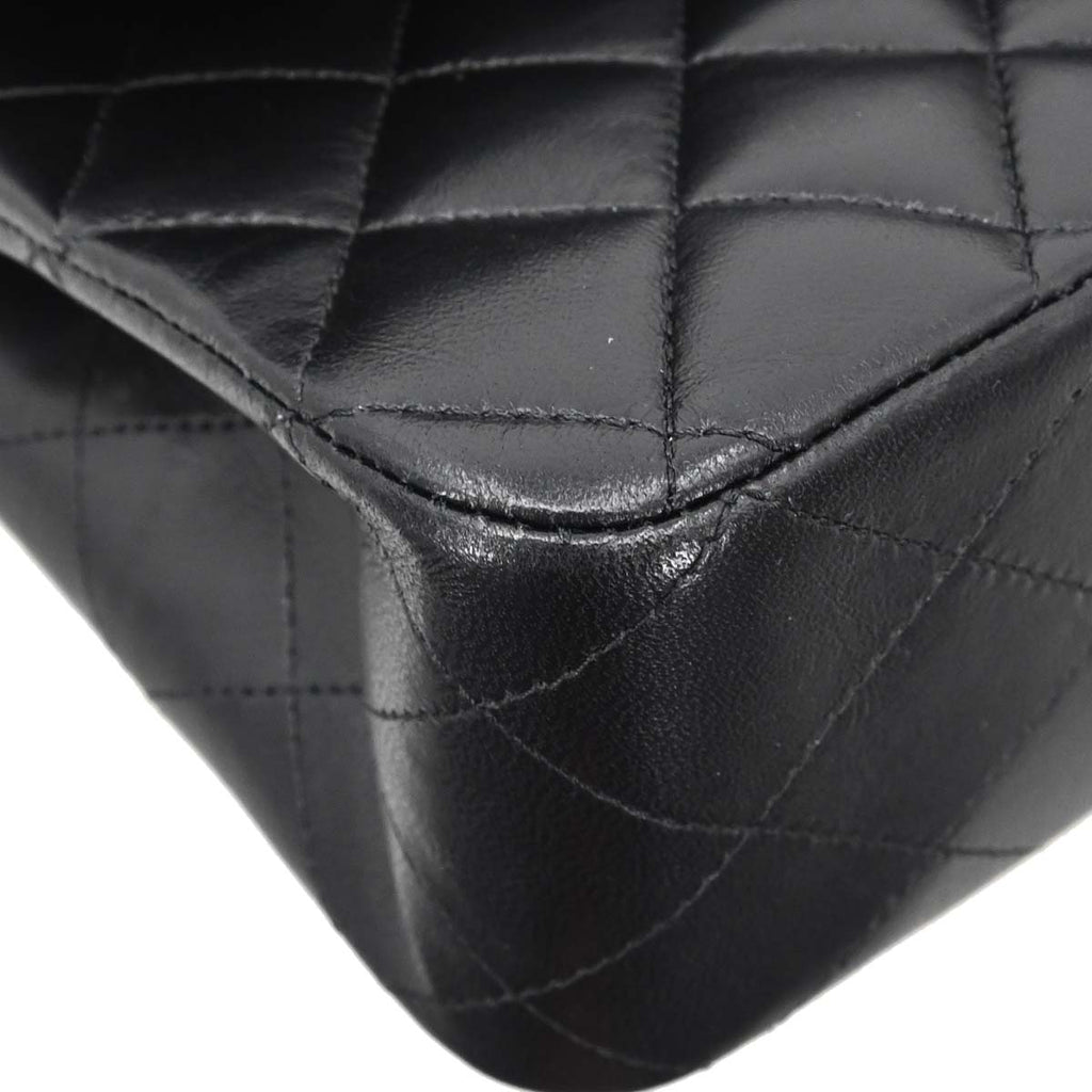 Chanel 2018-2019 Black Lambskin Medium Classic Double Flap Shoulder Bag