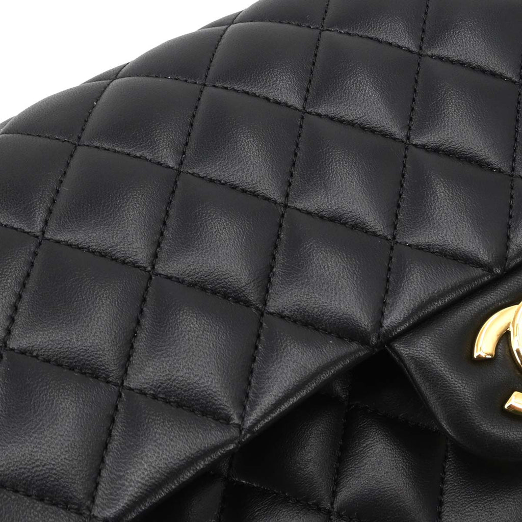 Chanel 2018-2019 Black Lambskin Medium Classic Double Flap Shoulder Bag