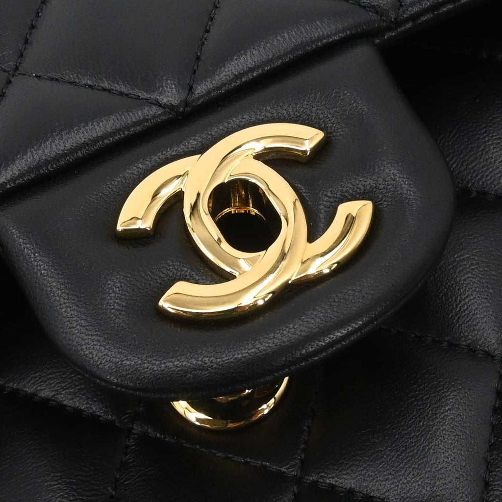 Chanel 2018-2019 Black Lambskin Medium Classic Double Flap Shoulder Bag