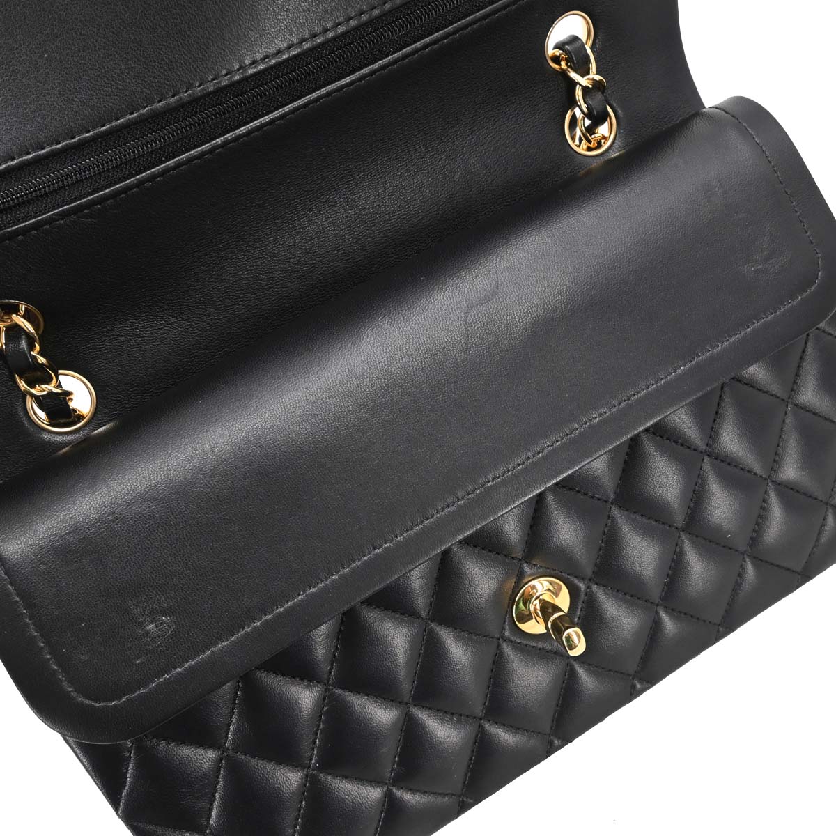 Chanel 2018-2019 Black Lambskin Medium Classic Double Flap Shoulder Bag