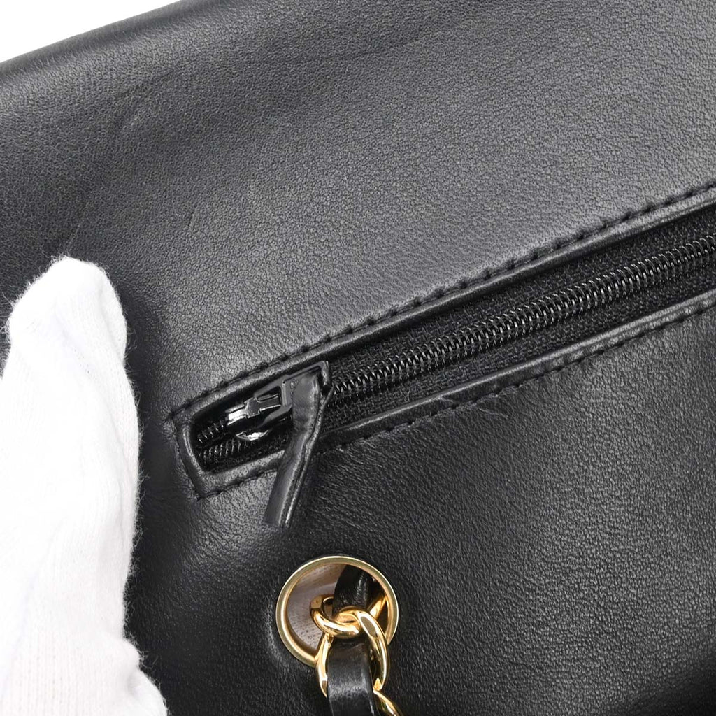 Chanel 2018-2019 Black Lambskin Medium Classic Double Flap Shoulder Bag