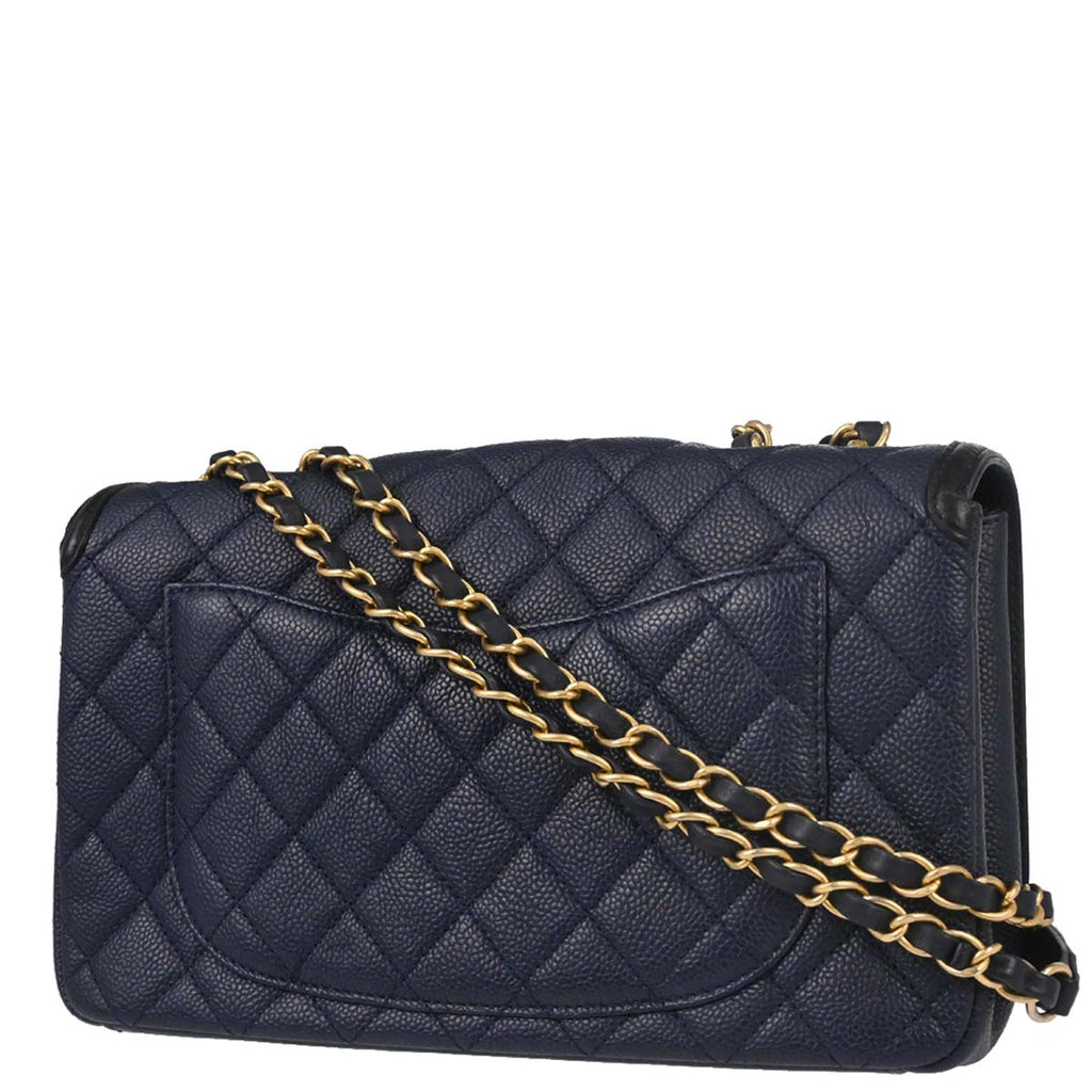 Chanel Navy Caviar Skin Filigree Flap Bag Shoulder Bag