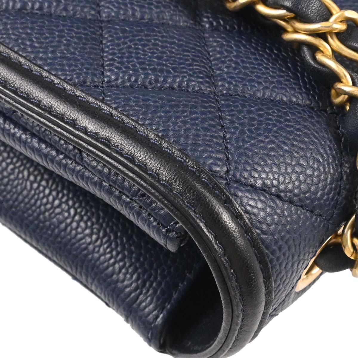 Chanel Navy Caviar Skin Filigree Flap Bag Shoulder Bag