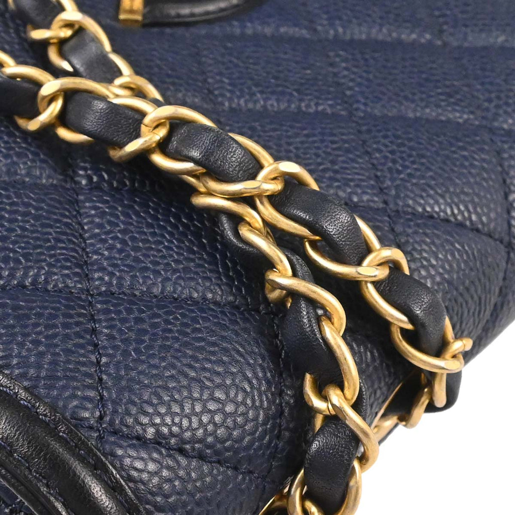 Chanel Navy Caviar Skin Filigree Flap Bag Shoulder Bag