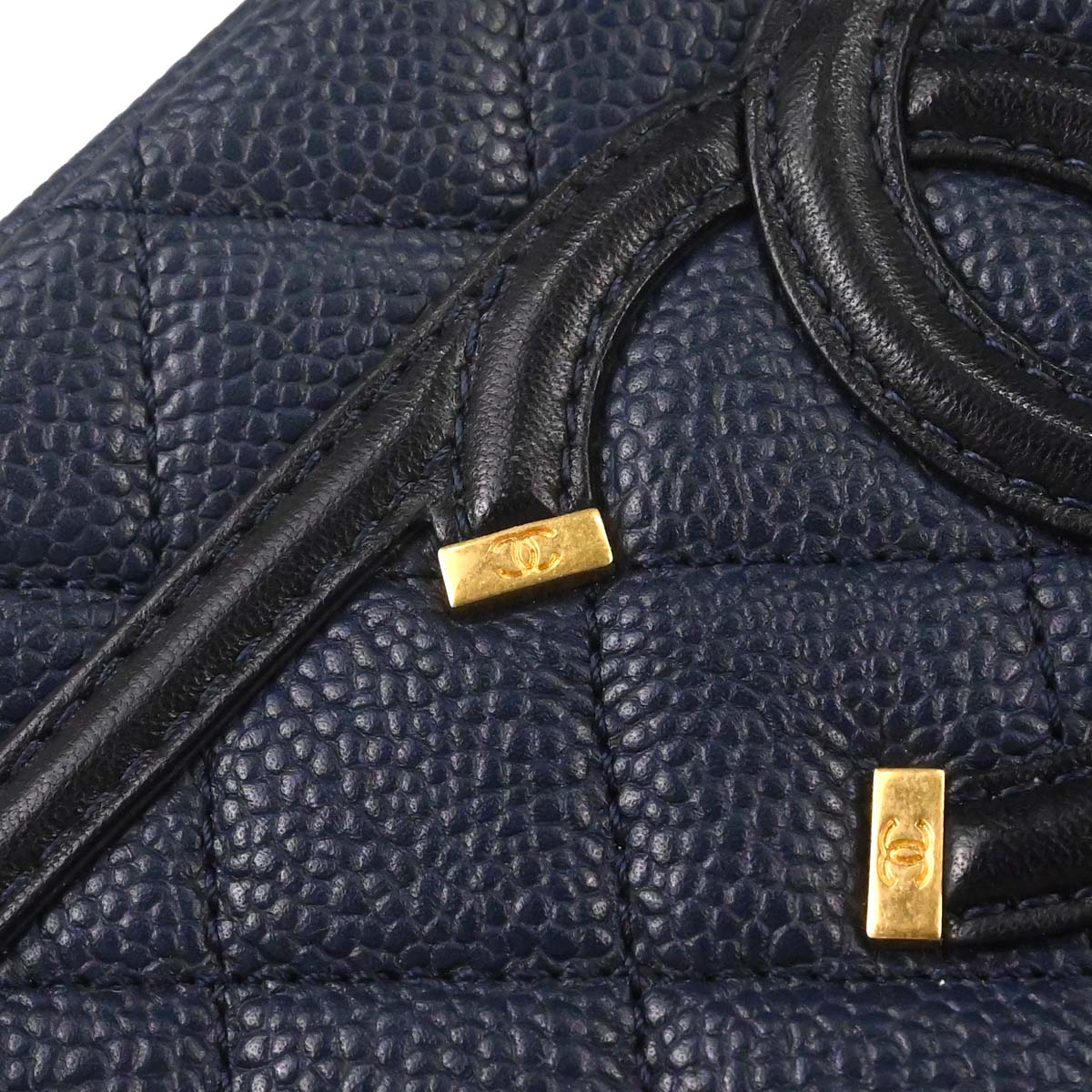 Chanel Navy Caviar Skin Filigree Flap Bag Shoulder Bag