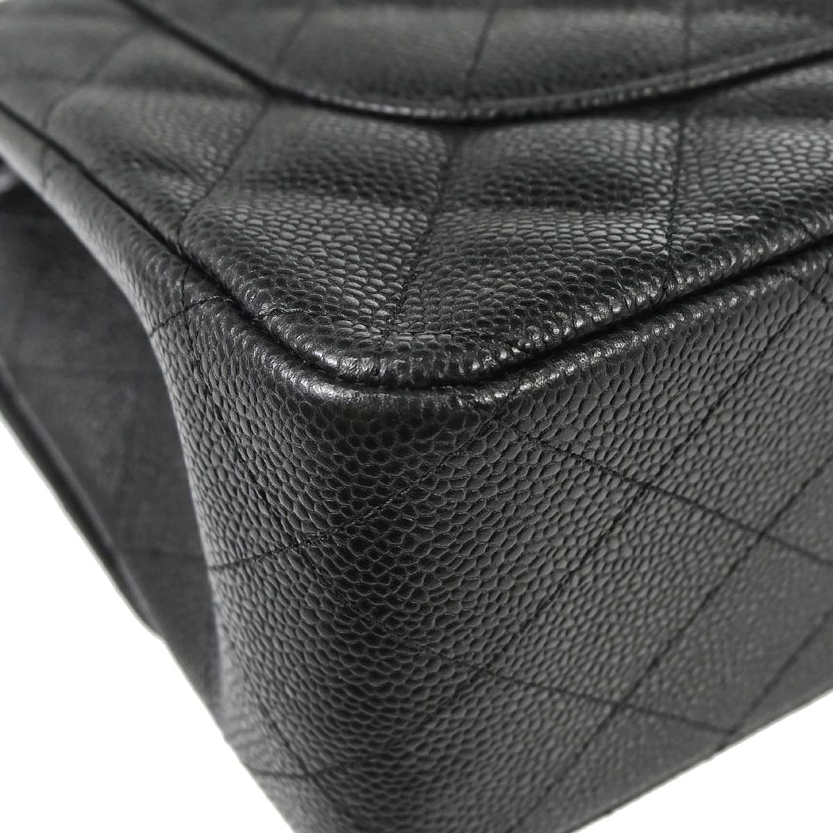 Chanel 2016-2017 Black Caviar Skin Jumbo Classic Double Flap Shoulder Bag
