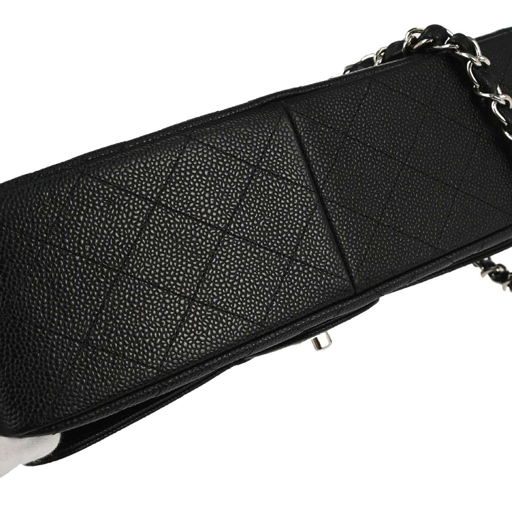 Chanel 2016-2017 Black Caviar Skin Jumbo Classic Double Flap Shoulder Bag