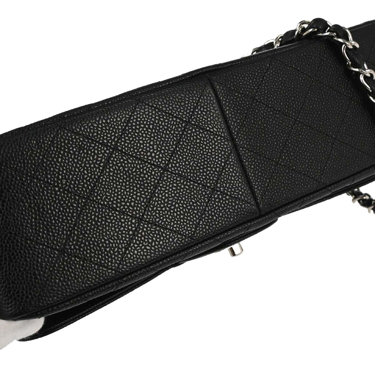 Chanel 2016-2017 Black Caviar Skin Jumbo Classic Double Flap Shoulder Bag