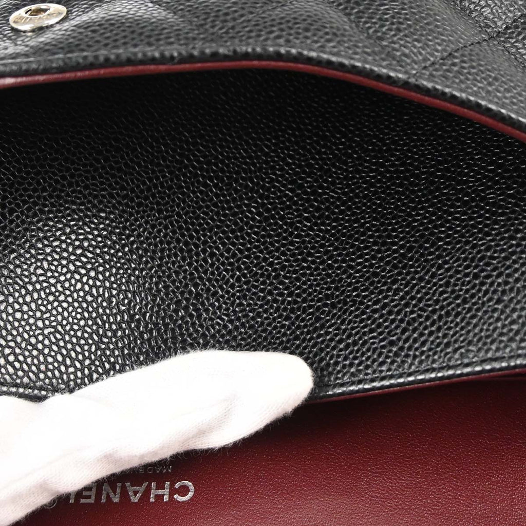 Chanel 2016-2017 Black Caviar Skin Jumbo Classic Double Flap Shoulder Bag