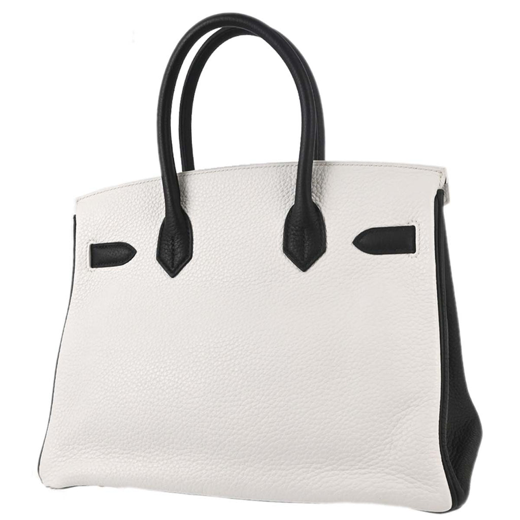 Hermes 2017 White Black Togo Birkin 30 Handbag