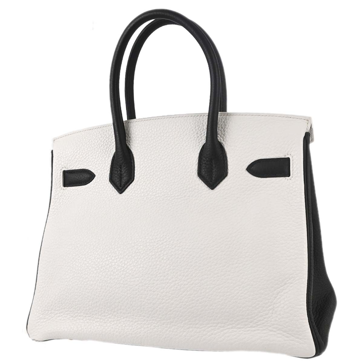 Hermes 2017 White Black Togo Birkin 30 Handbag