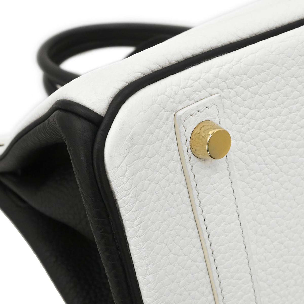 Hermes 2017 White Black Togo Birkin 30 Handbag