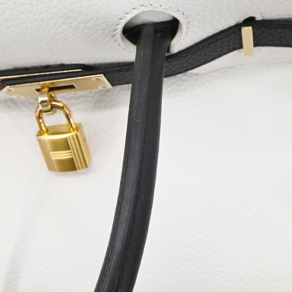 Hermes 2017 White Black Togo Birkin 30 Handbag