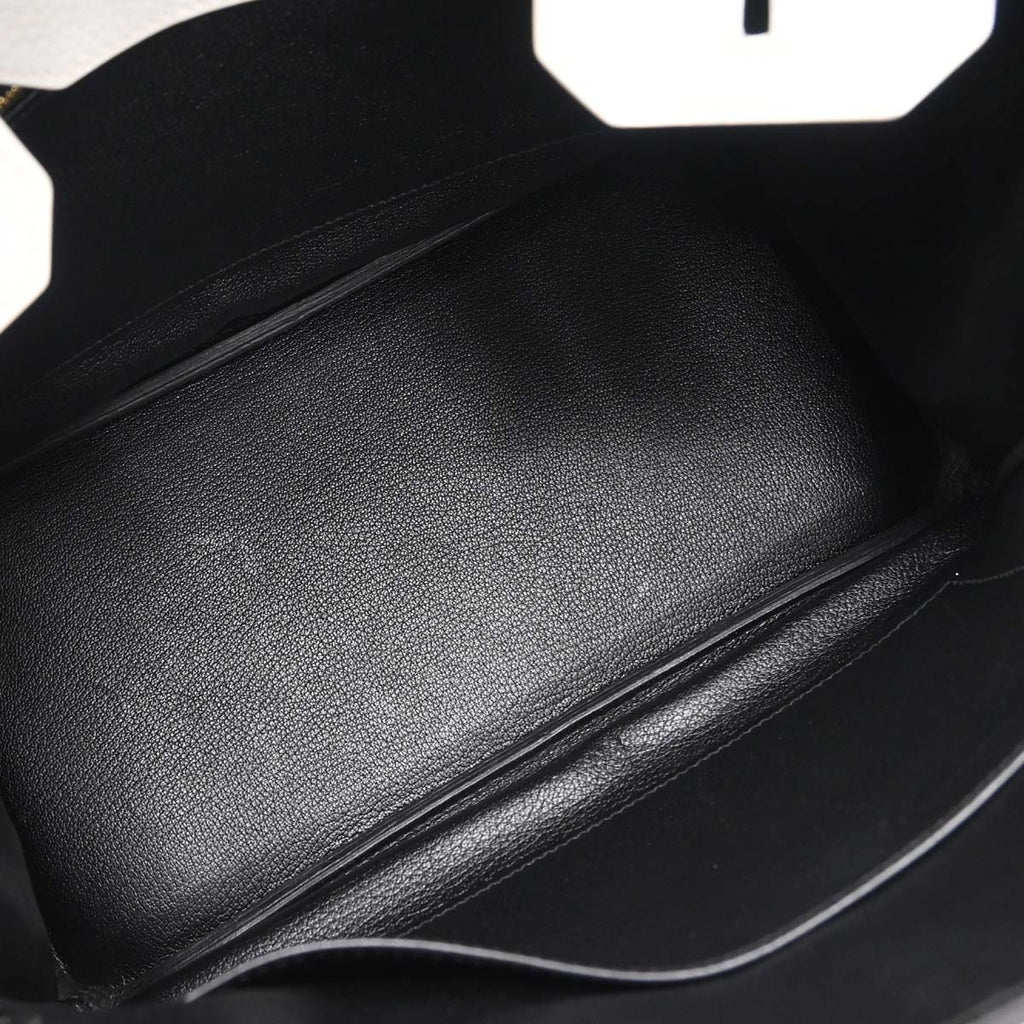 Hermes 2017 White Black Togo Birkin 30 Handbag