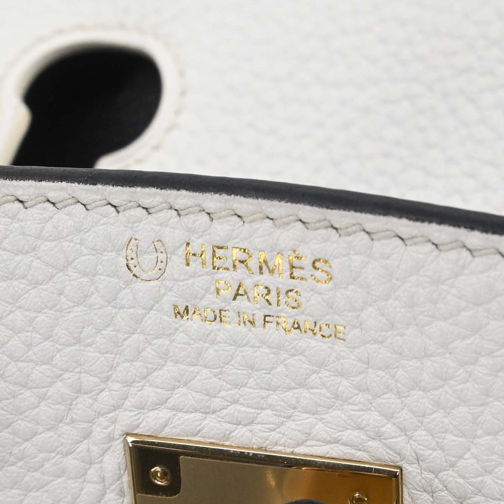 Hermes 2017 White Black Togo Birkin 30 Handbag