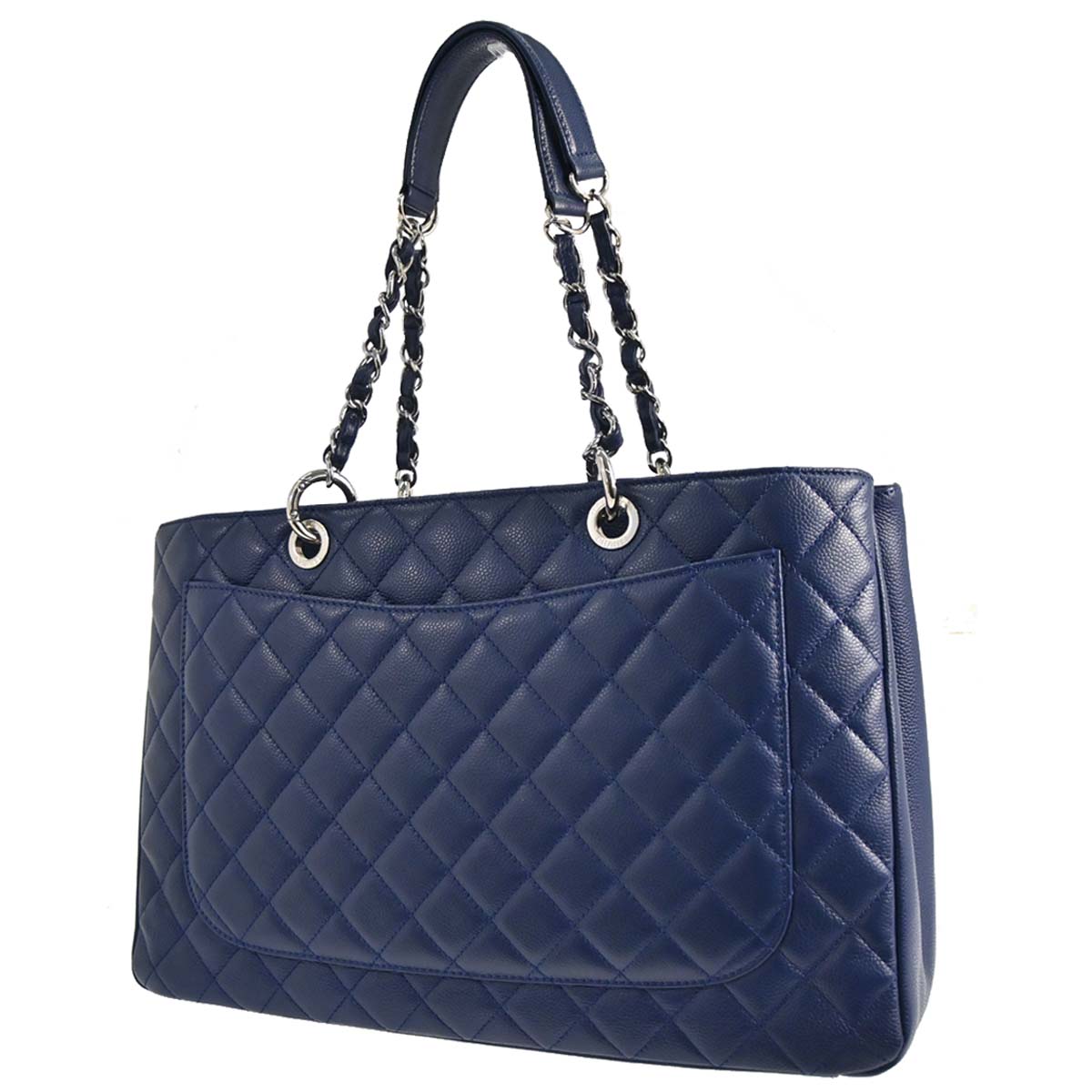 Chanel 2011 Navy Caviar Skin Grand Shopping Tote GST XL Chain Handbag