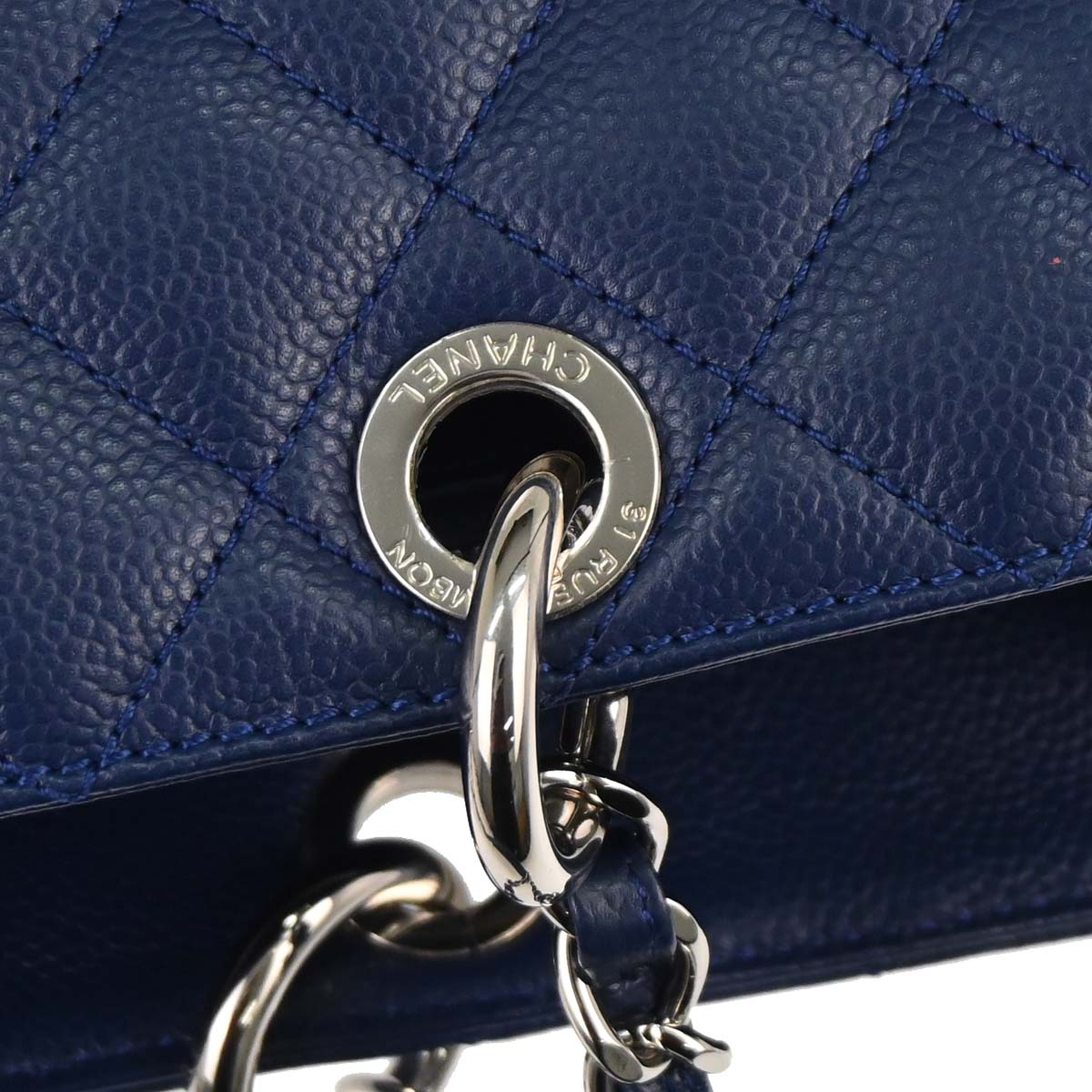 Chanel 2011 Navy Caviar Skin Grand Shopping Tote GST XL Chain Handbag
