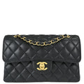 Chanel 2019 Black Caviar Skin Small Classic Double Flap Shoulder Bag