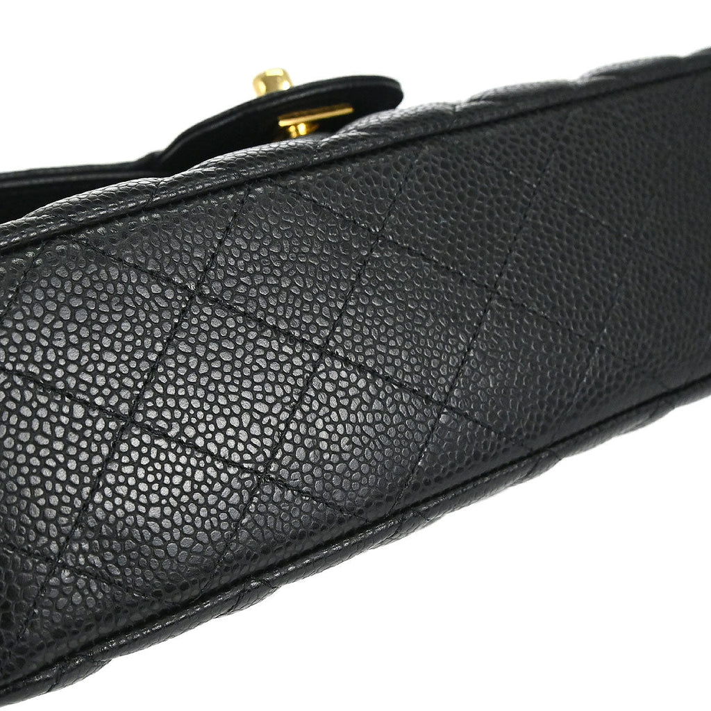 Chanel 2019 Black Caviar Skin Small Classic Double Flap Shoulder Bag