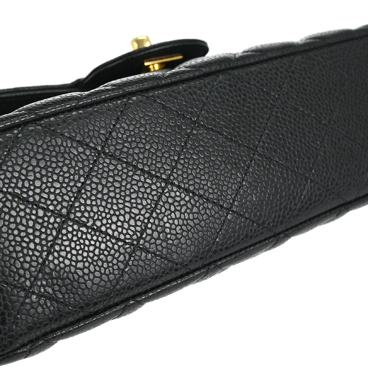 Chanel 2019 Black Caviar Skin Small Classic Double Flap Shoulder Bag