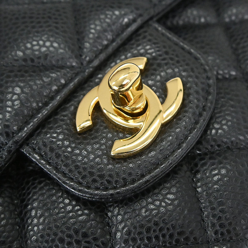 Chanel 2019 Black Caviar Skin Small Classic Double Flap Shoulder Bag