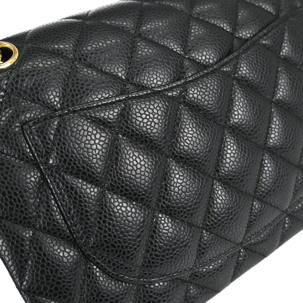 Chanel 2019 Black Caviar Skin Small Classic Double Flap Shoulder Bag