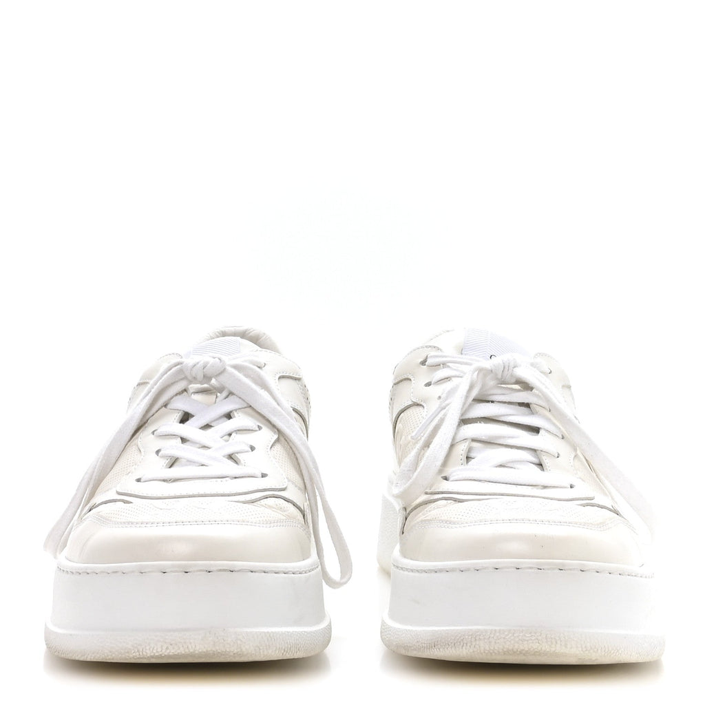 Gucci Calfskin GG Tennis Embossed Perforated Mens Interlocking G 55mm Sneakers 9.5 Great White
