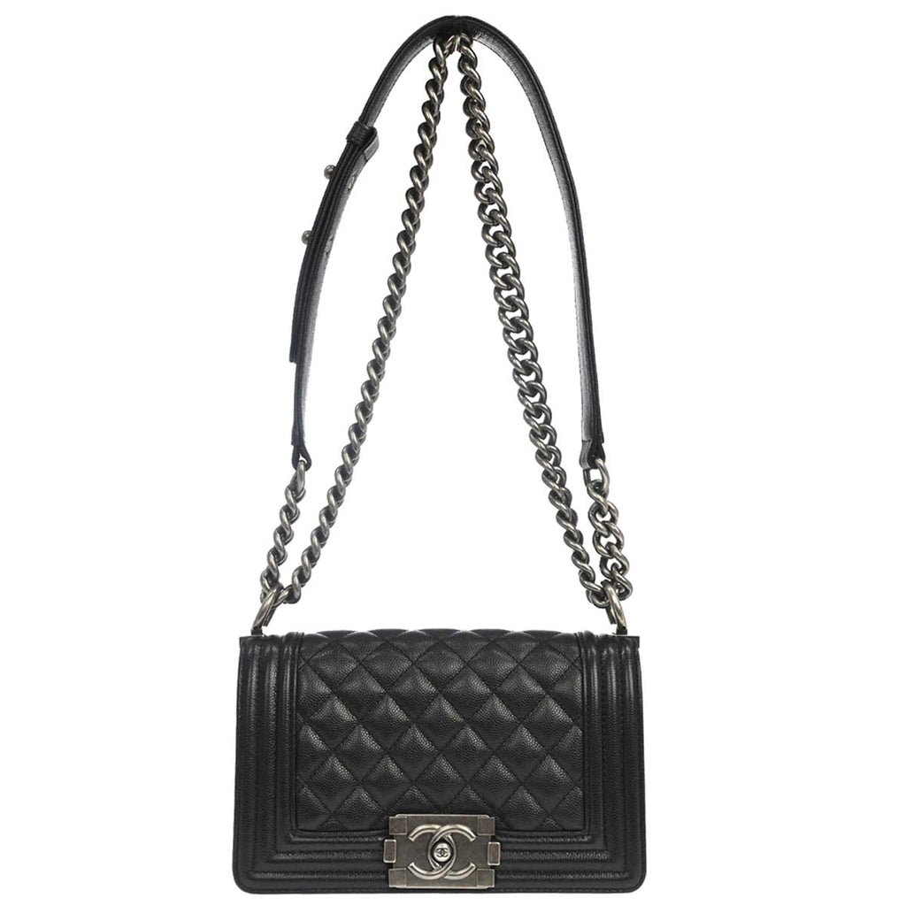 Boy Chanel Black Caviar Skin Small Chain Shoulder Bag