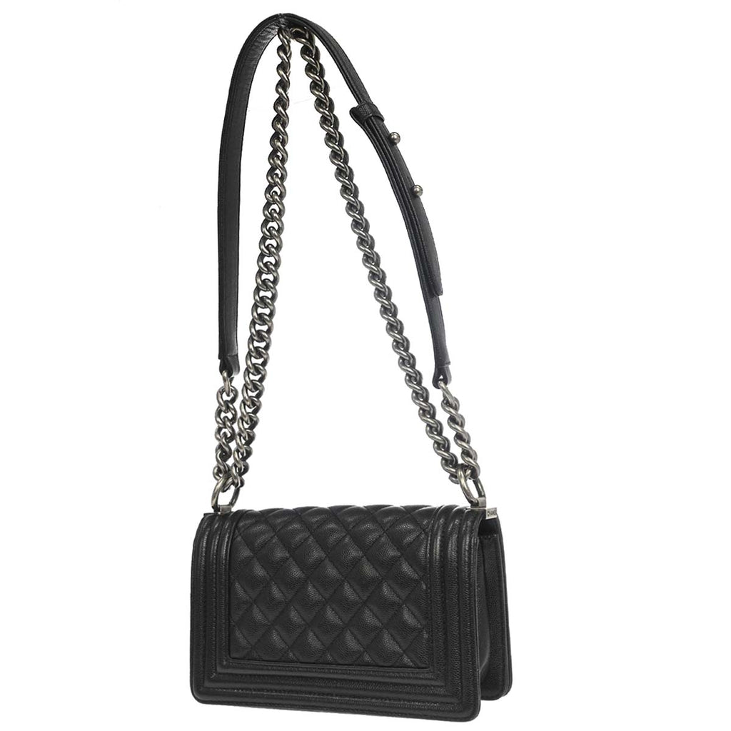 Boy Chanel Black Caviar Skin Small Chain Shoulder Bag