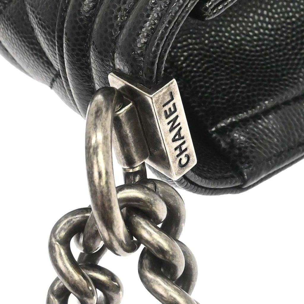 Boy Chanel Black Caviar Skin Small Chain Shoulder Bag
