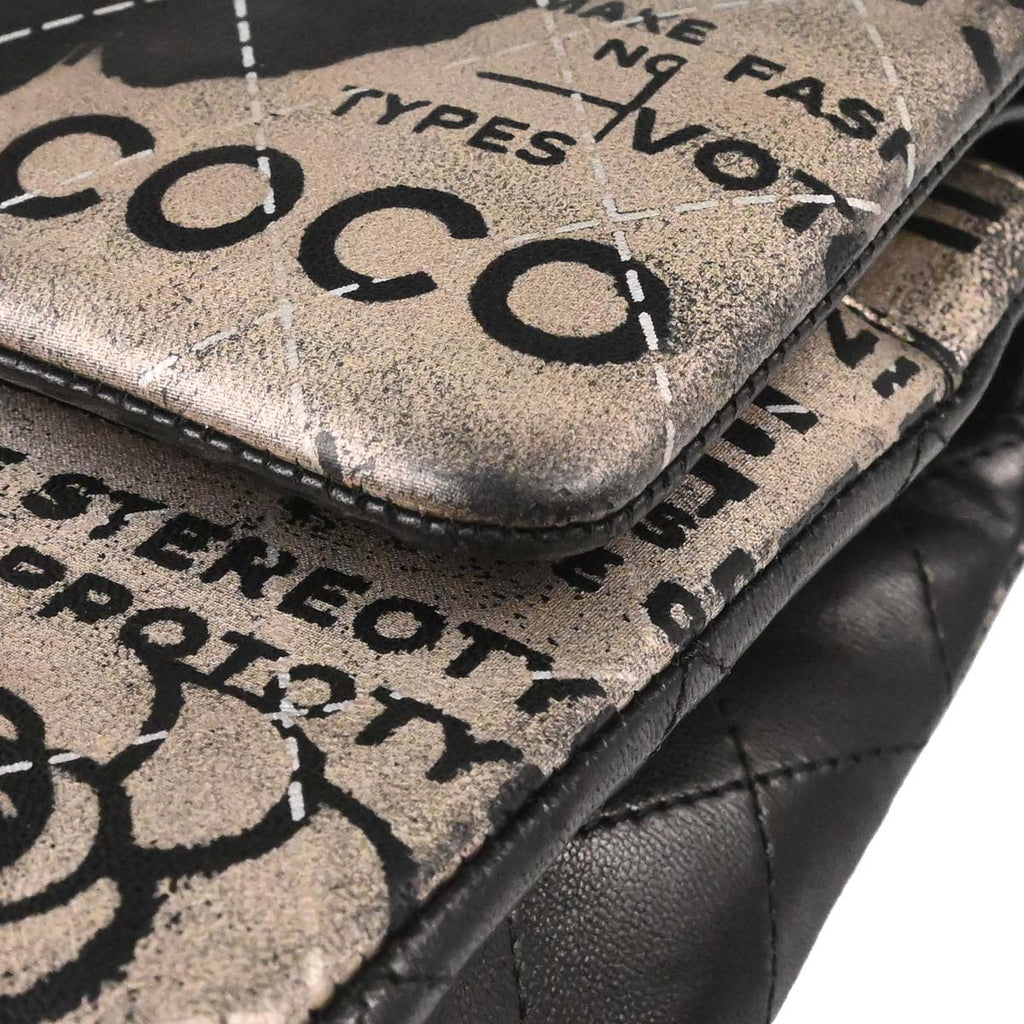 Chanel 2015-2016 Beige Lambskin Limited Newspaper Medium Classic Double Flap Bag