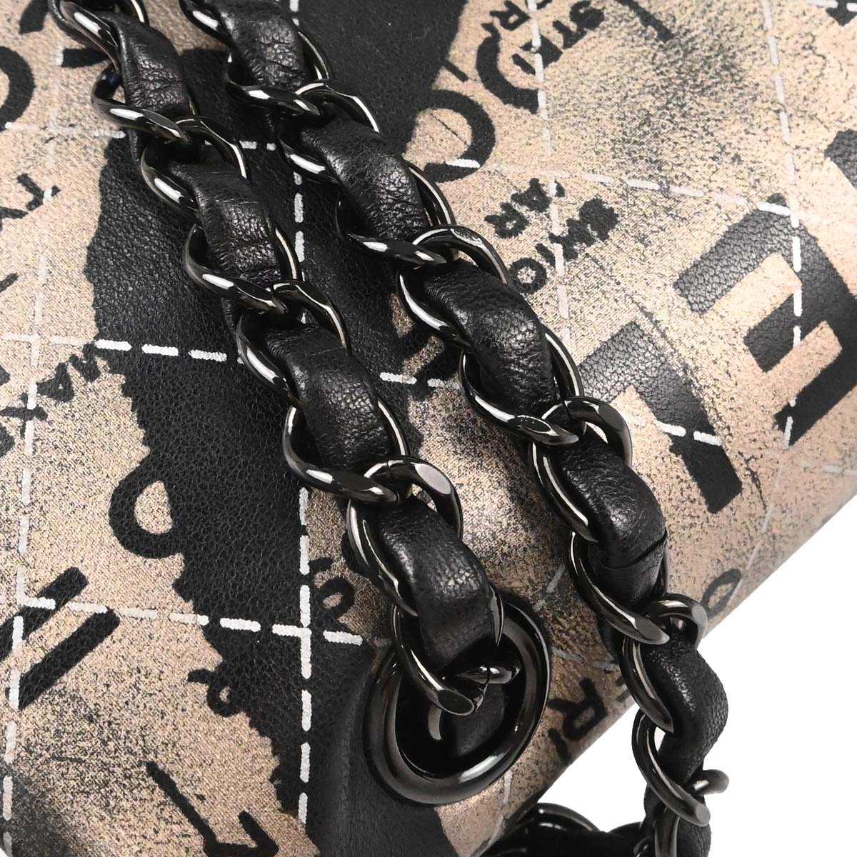Chanel 2015-2016 Beige Lambskin Limited Newspaper Medium Classic Double Flap Bag