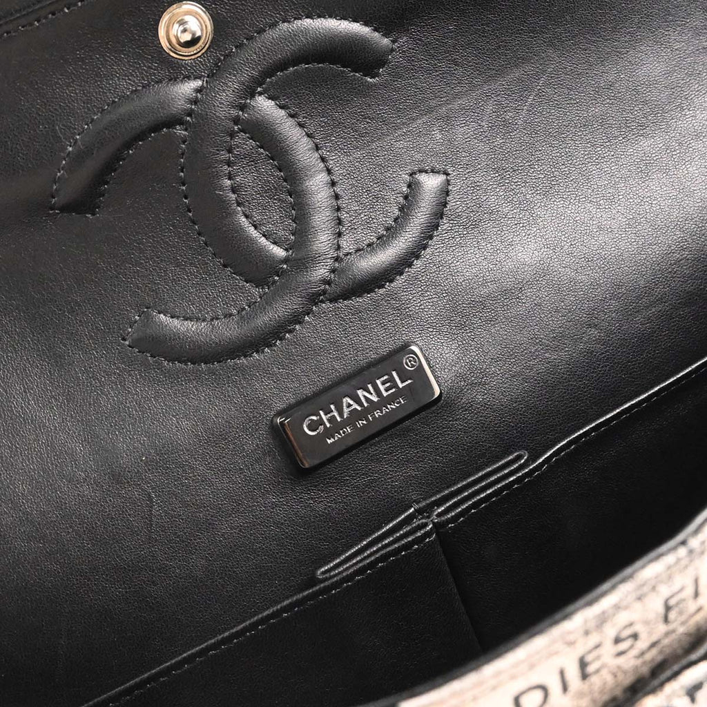 Chanel 2015-2016 Beige Lambskin Limited Newspaper Medium Classic Double Flap Bag