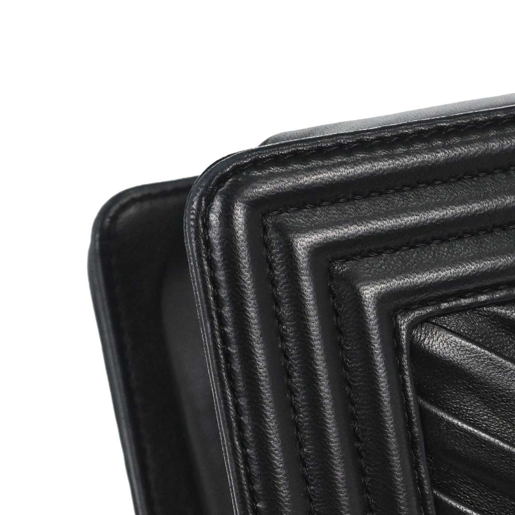 Boy Chanel Black Lambskin Chevron Medium Double Chain Shoulder Bag