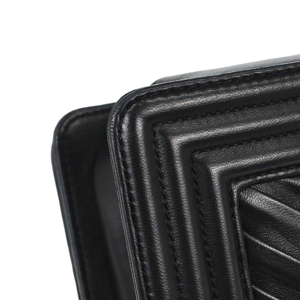Boy Chanel Black Lambskin Chevron Medium Double Chain Shoulder Bag