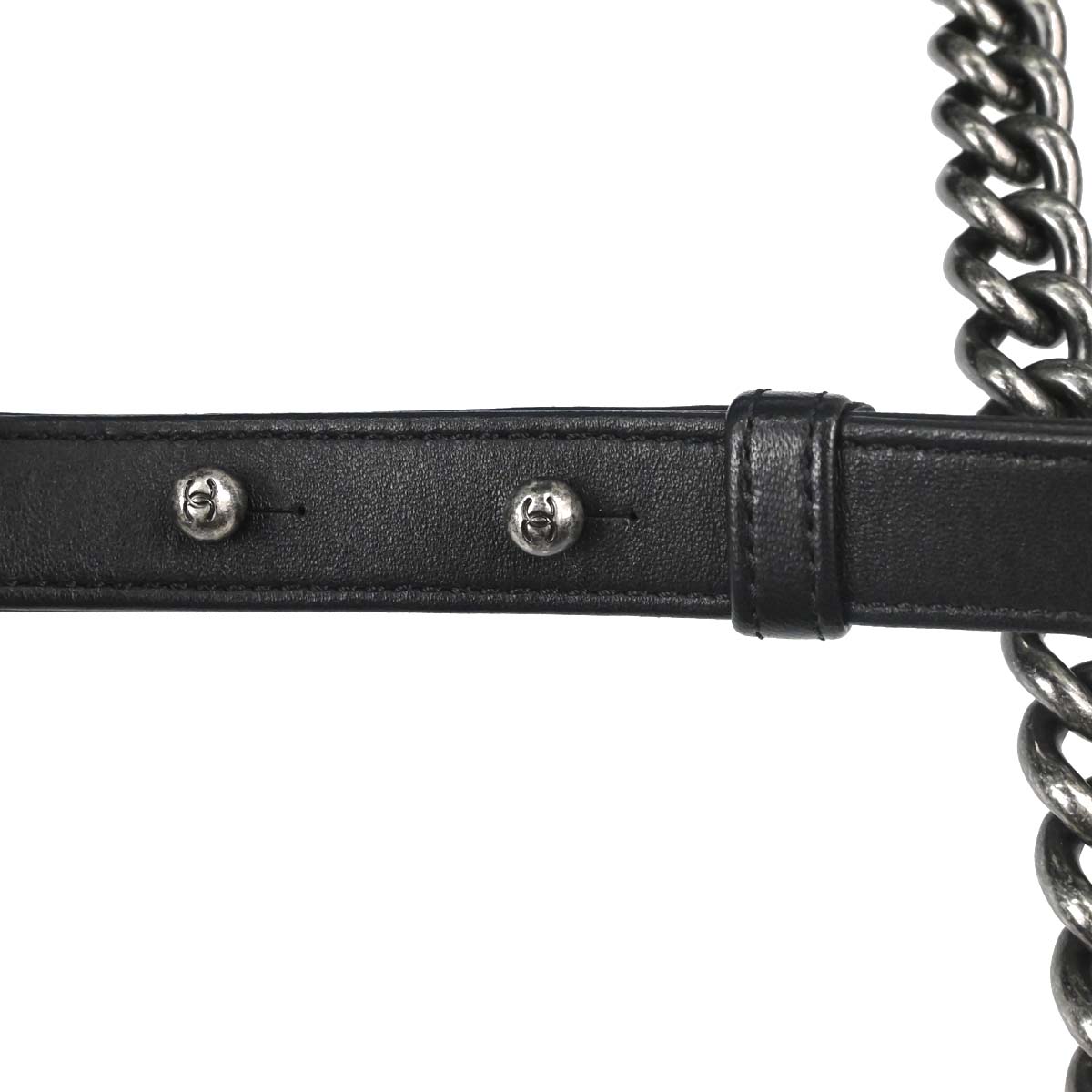Boy Chanel Black Lambskin Chevron Medium Double Chain Shoulder Bag