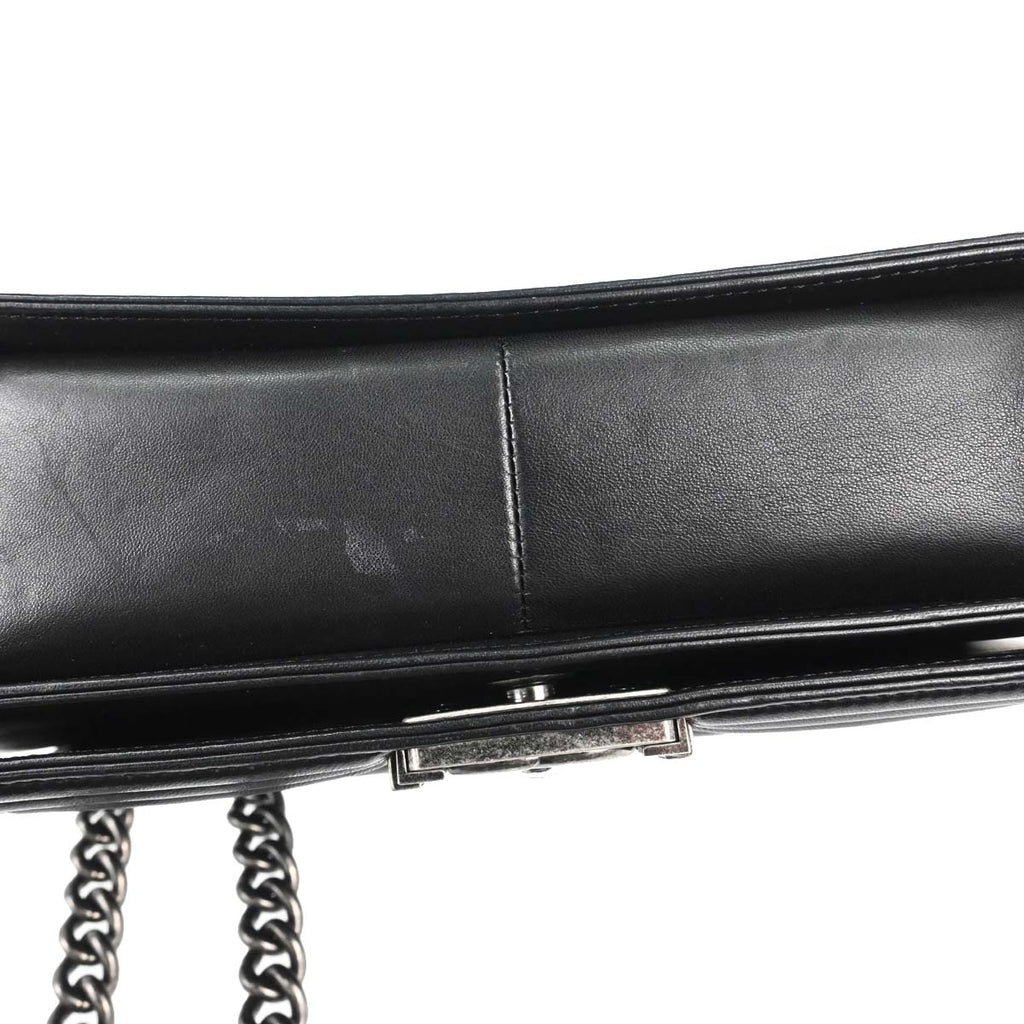Boy Chanel Black Lambskin Chevron Medium Double Chain Shoulder Bag